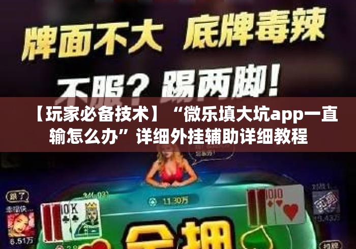 【玩家必备技术】“微乐填大坑app一直输怎么办”详细外挂辅助详细教程